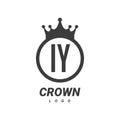 IY Letter Logo Design with Circular Crown