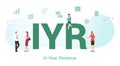 Iyr in year revenue concept with big word or text and team people with modern flat style - vector