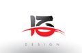 IZ I Z Brush Logo Letters with Red and Black Swoosh Brush Front