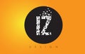 IZ I Z Logo Made of Small Letters with Black Circle and Yellow B