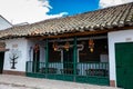 Iza, Boyaca, Colombia - August 9th 2023. Beautiful architecture of the streets of the colonial small town of Iza located in the