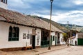 Iza, Boyaca, Colombia - August 9th 2023. Beautiful architecture of the streets of the colonial small town of Iza located in the