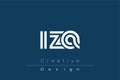 IZA Creative Unique Modern Letter Logo Design Royalty Free Stock Photo