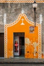 Izamal, Mexico - December 22, 2018: Advertising of Coca Cola in a church shop in the old town of Izamal