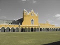 Izamal Yellow Church with Black & White Sky