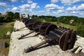 Izborsk fortress with cannons on the ramparts, Pskov, Russia Royalty Free Stock Photo