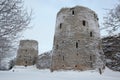 Izborsk Fortress near Pskov, Russia. Russian winter. Royalty Free Stock Photo