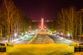 Izhevsk. Evening view of streets with lighting.