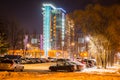 Izhevsk. Evening view of winter city streets.