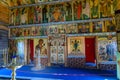 ÃÅ¡IZHI, KARELIA / RUSSIA - AUGUST 15, 2017: Interior of the wooden Orthodox Church of the Intercession of the Virgin in Kizhi