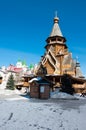 Izmailovo Kremlin with the Church of St. Nicholas, the highest wooden temple of Russia, Moscow.