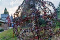 IZMAILOVO, RUSSIA - CIRCA AUGUST, 2020: Locks with lovers names in Izmailovo