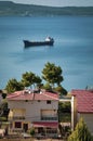 Izmir aliaga bay a ship wait for goods