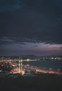 Izmir aliaga mosque on seaside lights evening industry Royalty Free Stock Photo