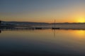 Izmir aliaga sunrise boat and pier