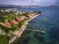 Izmir aliaga yenisakran aerial seaside houses Royalty Free Stock Photo