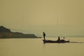 Izmir aliaga yenisakran bay fishermans in the boat Royalty Free Stock Photo