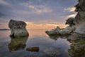 Izmir aliaga yenisakran seaside rock with reflection Royalty Free Stock Photo