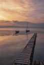 Izmir aliaga yenisakran two boats on sunrise Royalty Free Stock Photo