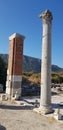 izmir ephesus ancient city, beautiful columns, standing despite earthquakes