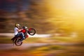 Side view Wheelie with a motorcycle and with motion blur image