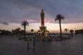 Izmir, Turkey - August 4, 2018; Konak Square and Clock Tower view at sunset Izmir, Turkey. The Izmir Clock Tower is the most