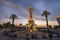 Izmir, Turkey - August 4, 2018; Konak Square and Clock Tower view at sunset Izmir, Turkey. The Izmir Clock Tower is the most