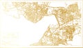 Izmir Turkey City Map in Retro Style in Golden Color. Outline Map