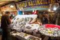 Fish markets on historical Havra Street, Kemeralti, Izmir, Turkey.