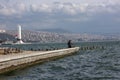 Izmir, Turkey - January 29, 2019 : Renewed Ataturk Statue in Karsiyaka Coatline of Izmir City. Ataturk is founder of modern