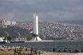 Izmir, Turkey - January 29, 2019 : Renewed Ataturk Statue in Karsiyaka Coatline of Izmir City. Ataturk is founder of modern