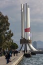 Izmir, Turkey - January 29, 2019 : Renewed Ataturk Statue in Karsiyaka Coatline of Izmir City. Ataturk is founder of modern