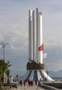 Izmir, Turkey - January 29, 2019 : Renewed Ataturk Statue in Karsiyaka Coatline of Izmir City. Ataturk is founder of modern