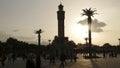 Izmir, Turkey - July 10, 2017: People on Konak Square near the historical izmir clock tower at sunset Royalty Free Stock Photo