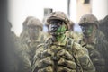 Portrait of a Specialist corporal Turkish soldier in line on Republic day of Turkey. In Izmir Turkey