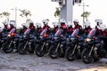 Turkish Biker cops in a row with bikes