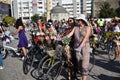 Fancy Women Bike Ride. Women`s Cycling Activity