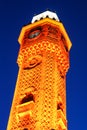 izmir watch tower with light at night time