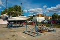 Boat Repairs at Izola Marina, Slovenia Royalty Free Stock Photo