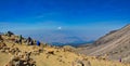 Iztaccihuatl-Popocatepetl National Park, Mexico - March 18, 2020: A group of mountaineers climbs to the top of mountain in the