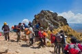 Iztaccihuatl-Popocatepetl National Park, Mexico - March 18, 2020: A group of mountaineers climbs to the top of mountain in the