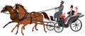 Izvozchik, phaeton horse cart coach and passangers Royalty Free Stock Photo