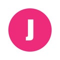 Letter J logo symbol in pink circle. Royalty Free Stock Photo