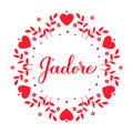 J adore calligraphy hand lettering. I adore inscription in French. Valentines day greeting card. Vector template for
