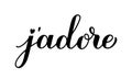 JÃ¢â¬â¢adore calligraphy hand lettering. I adore inscription in French. Valentines day typography poster. Vector template for banner