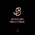 J and B Interlocking letters. Luxury logo. Original gold monogram.