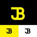 J, B logo. J and B monogram consist of yellow letters. Original symbol on different backgrounds. Royalty Free Stock Photo