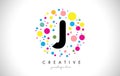 J Bubble Dots Letter Logo Design with Creative Colorful Bubbles.