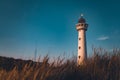 The J C J van Speijk Lighthouse against the blue sky in Egmond aan Zee, Netherlands