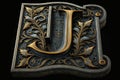 J 3d medieval letter Medieval style alphabet collection letter illustration generative ai